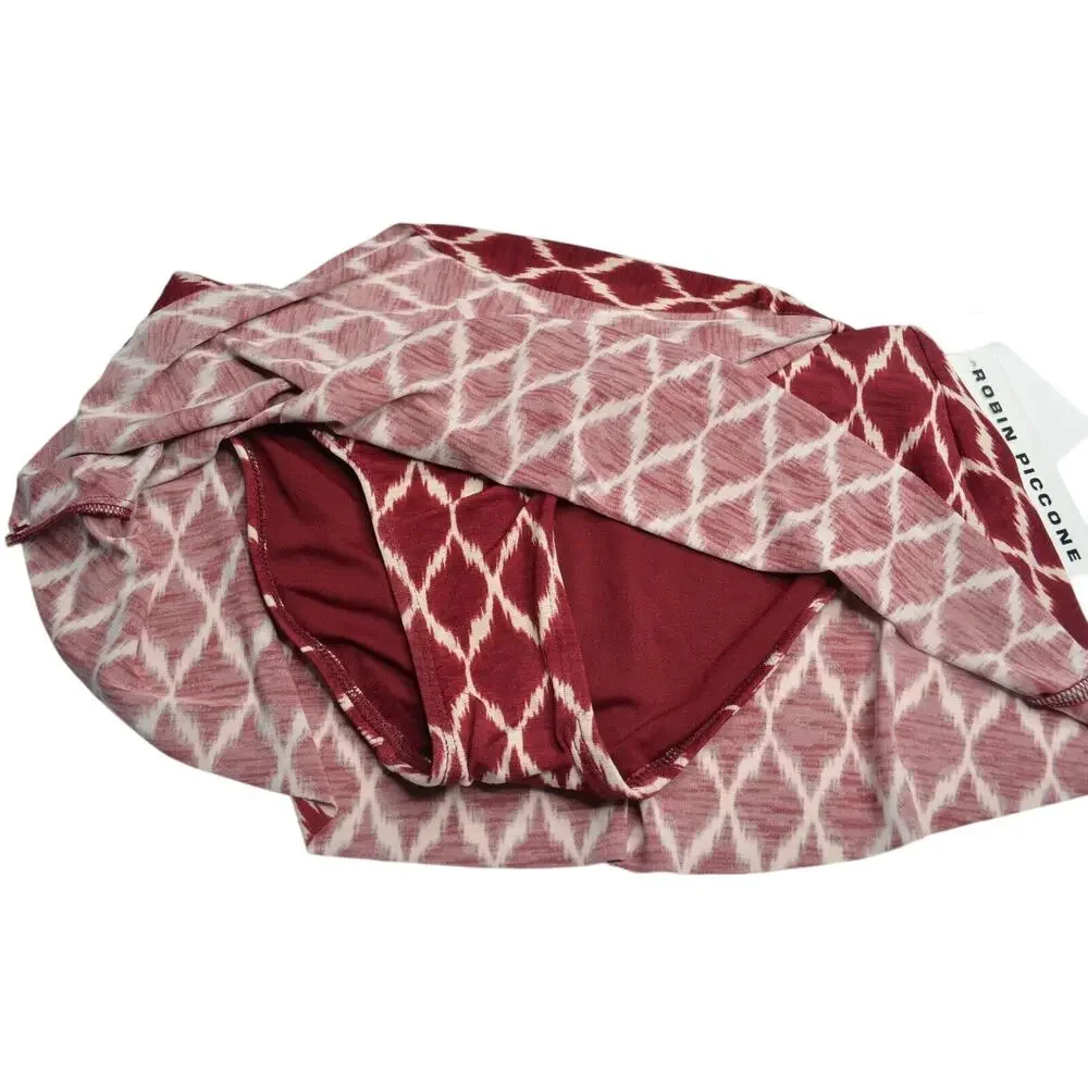 ROBIN PICCONE Women's Red & Ivory Pattern Skirted Bikini Bottoms